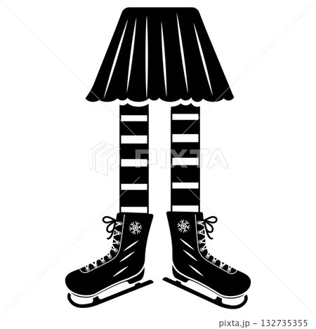 Silhouette of legs skating on ice at an ice rink. Vector logo illustration 132735355