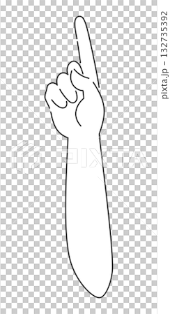 上方向に指差しの手・腕・肘　手のひら側 132735392