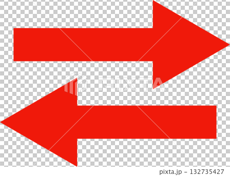 シンプルな赤い矢印 132735427