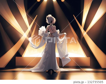スポットライトに照らされた、優美なドレス姿 スポットライトに照らされた、優美なドレス姿 132735505