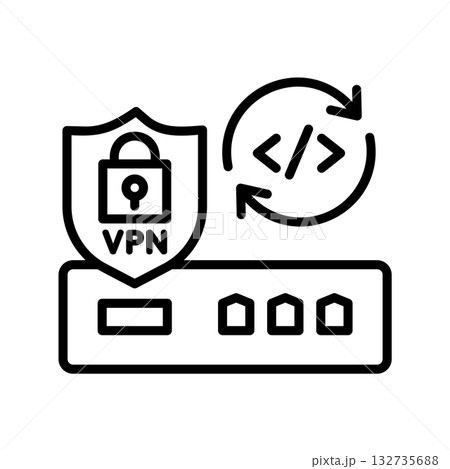 更新されているVPNルーターのアイコン。回転する矢印の中心にはプログラムを表す記号があります。 132735688