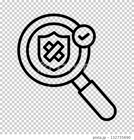 安全補丁圖示。問題用放大鏡識別出來，並用膠帶粘住以解決問題。 132735690