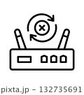 更新されていないルーターのアイコン。回転する矢印の中心にはバツ印があります。 132735691