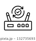 更新されているルーターのアイコン。回転する矢印の中心にはチェックマークがあります。 132735693