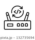 更新されているルーターのアイコン。回転する矢印の中心にはプログラムを表す記号があります。 132735694