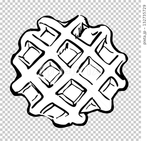 ワッフルの手書きイラスト　モノクロ 132735729