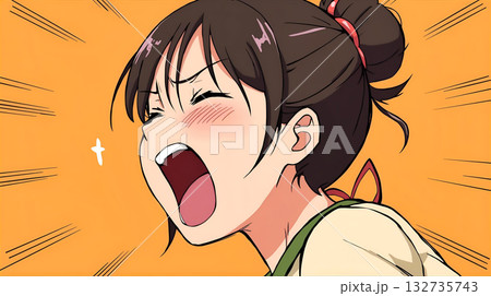 大声で叫んでいるかわいい女子のイラスト 132735743