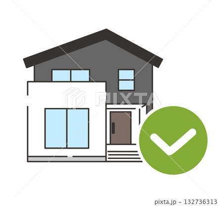 耐震点検や住宅検査の合格を表す家のイラスト 132736313