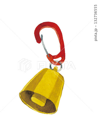 熊よけの鈴　手描き水彩イラスト素材 132736555
