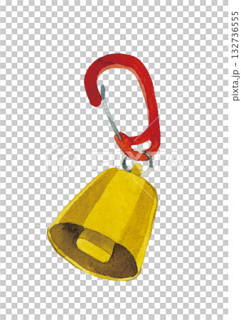 熊よけの鈴　手描き水彩イラスト素材 132736555