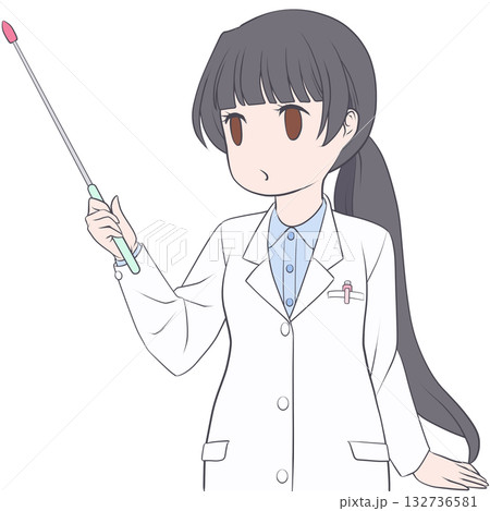 指し棒を持った可愛い女性薬剤師。ポインターで説明する若い女性のクリップアート 指し棒を持った可愛い女性薬剤師。ポインターで説明する若い女性のクリップアート 132736581