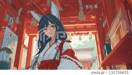 巫女さんの衣装を着た女の子 132736655