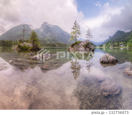 View of Hintersee lake in Berchtesgaden National Park Bavarian Alps, Germany 132736873