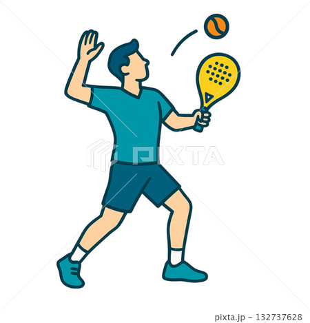 パデルボールをする男性のイラスト 132737628