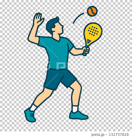 パデルボールをする男性のイラスト 132737628