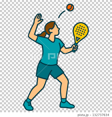 圖解:一名女子正在打板式網球。 圖解:一名女子正在打板式網球。 132737634