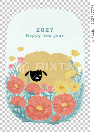 2027年 未年 年賀状テンプレート 2027年 未年 年賀状テンプレート 132737778