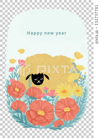 2027年　未年　年賀状テンプレート 132737781