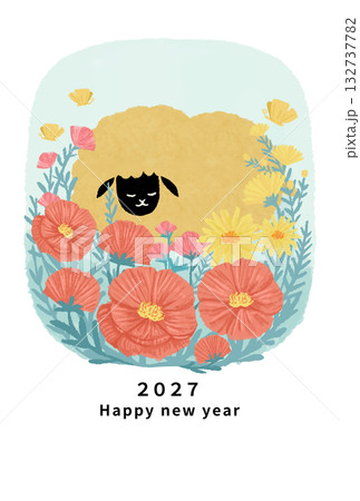 2027年 未年 年賀状テンプレート 2027年 未年 年賀状テンプレート 132737782