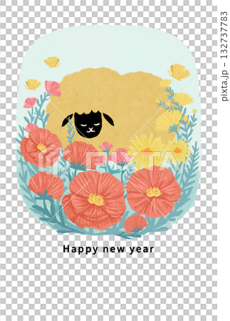 2027年　未年　年賀状テンプレート 132737783