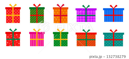 クリスマス プレゼントボックス ギフト 素材セット クリスマス プレゼントボックス ギフト 素材セット 132738279