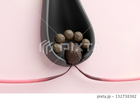 血行不良で毛乳頭が栄養不足になる薄毛の原因CGイラスト 血行不良で毛乳頭が栄養不足になる薄毛の原因CGイラスト 132738302