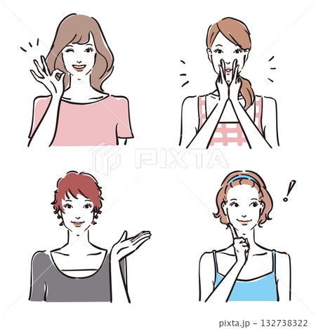 大人の女性表情いろいろ　バリエーション16 132738322