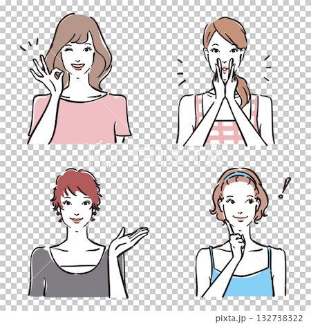 大人の女性表情いろいろ　バリエーション16 132738322