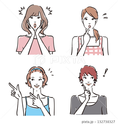 大人の女性表情いろいろ　バリエーション11 132738327