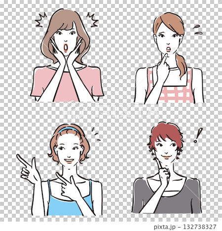 大人の女性表情いろいろ　バリエーション11 132738327
