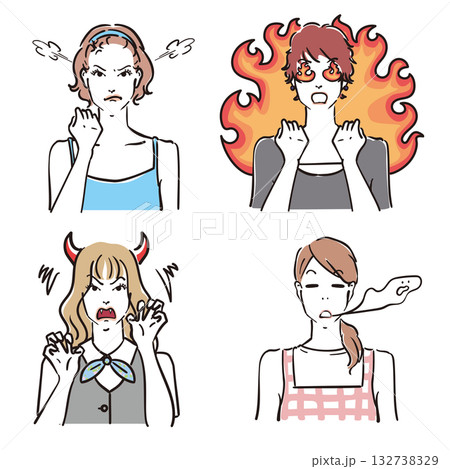 大人の女性表情いろいろ　バリエーション9 132738329