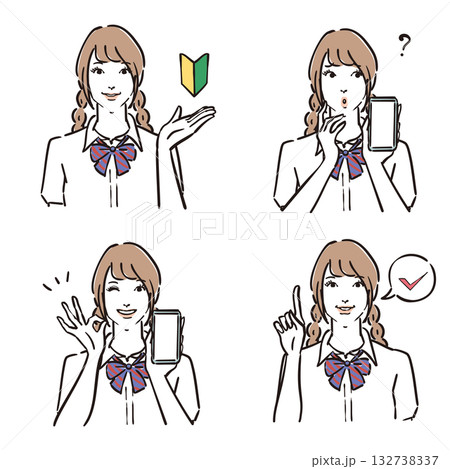 女子学生表情いろいろ バリエーション3 女子学生表情いろいろ バリエーション3 132738337