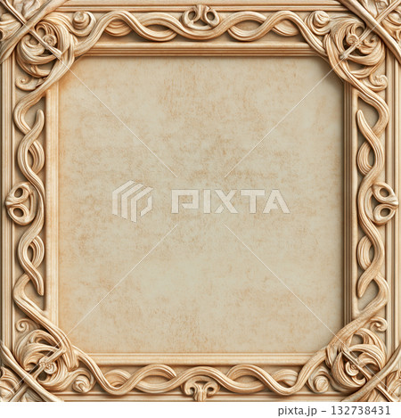 Medieval theme background on square template with copy space for text in pastel color tones. 132738431