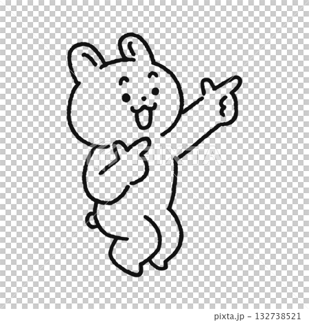 それな!ポーズの明るくかわいいウサギ 線画 それな!ポーズの明るくかわいいウサギ 線画 132738521