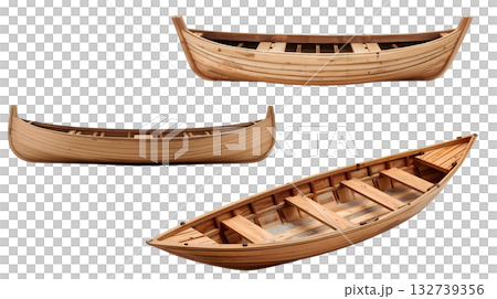 白色背景上的一組木船剪紙 132739356