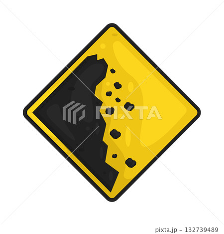 Illustration of landslide warning sign Illustration of landslide warning sign 132739489