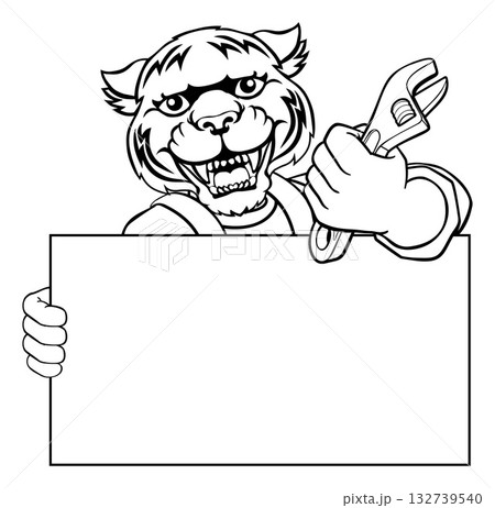 Tiger Mechanic Plumber Spanner Wrench Handyman 132739540