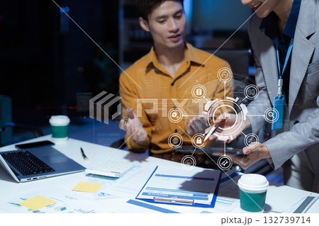Modern technology and networking concept, Person using laptop,tablet and smartphone with virtual screen API icon Software development tool. API Application Programming Interface. 132739714