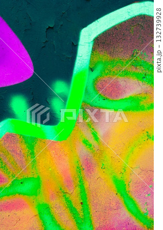 Vibrant Neon Spray Paint Graffiti in 90s Acid Style 132739928