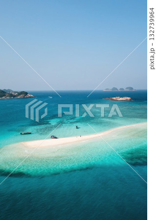 A beautiful tropical island with clear blue waters and a sandy beach. Redang Island in Malaysia 132739964
