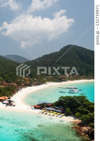 Aerial view of the tropical island of Redang in Malaysia. Long Beach Beach Aerial view of the tropical island of Redang in Malaysia. Long Beach Beach 132739971