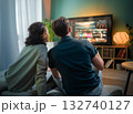family watching  TV at home 132740127