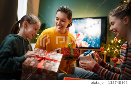 family celebrating Christmas 132740165