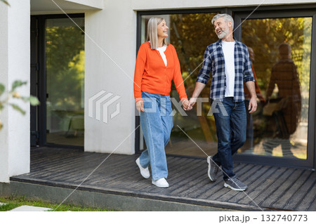 Happy mature couple feeling positive and relaxed together 132740773