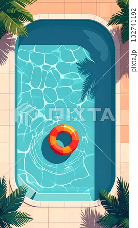 Swimming Pool with Inflatable Ring vintage art 132741192