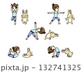 ポップでかわいい手描きのヨガイラストセット 132741325