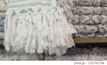 Discover Textured Blankets with Decorative Fringe, perfect for cozying up your space elegantly Discover Textured Blankets with Decorative Fringe, perfect for cozying up your space elegantly 132741596