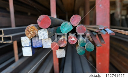 A Variety of Colorful Metal Rods and Bars Available Now in Our Stock Storage Facilities A Variety of Colorful Metal Rods and Bars Available Now in Our Stock Storage Facilities 132741625