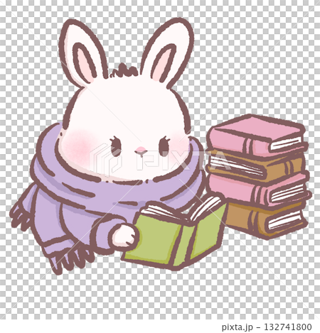 Adorable Bunny Reading with Stack of Books Kawaii Cozy Winter Rabbit Illustration Book Lover Character Art for Stationery Kids Decor Stickers and Scrapbook Designs Adorable Bunny Reading with Stack of Books Kawaii Cozy Winter Rabbit Illustration Book Lover Character Art for Stationery Kids Decor Stickers and Scrapbook Designs 132741800