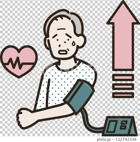 高血圧のシニア世代の男性のイラスト 132742336